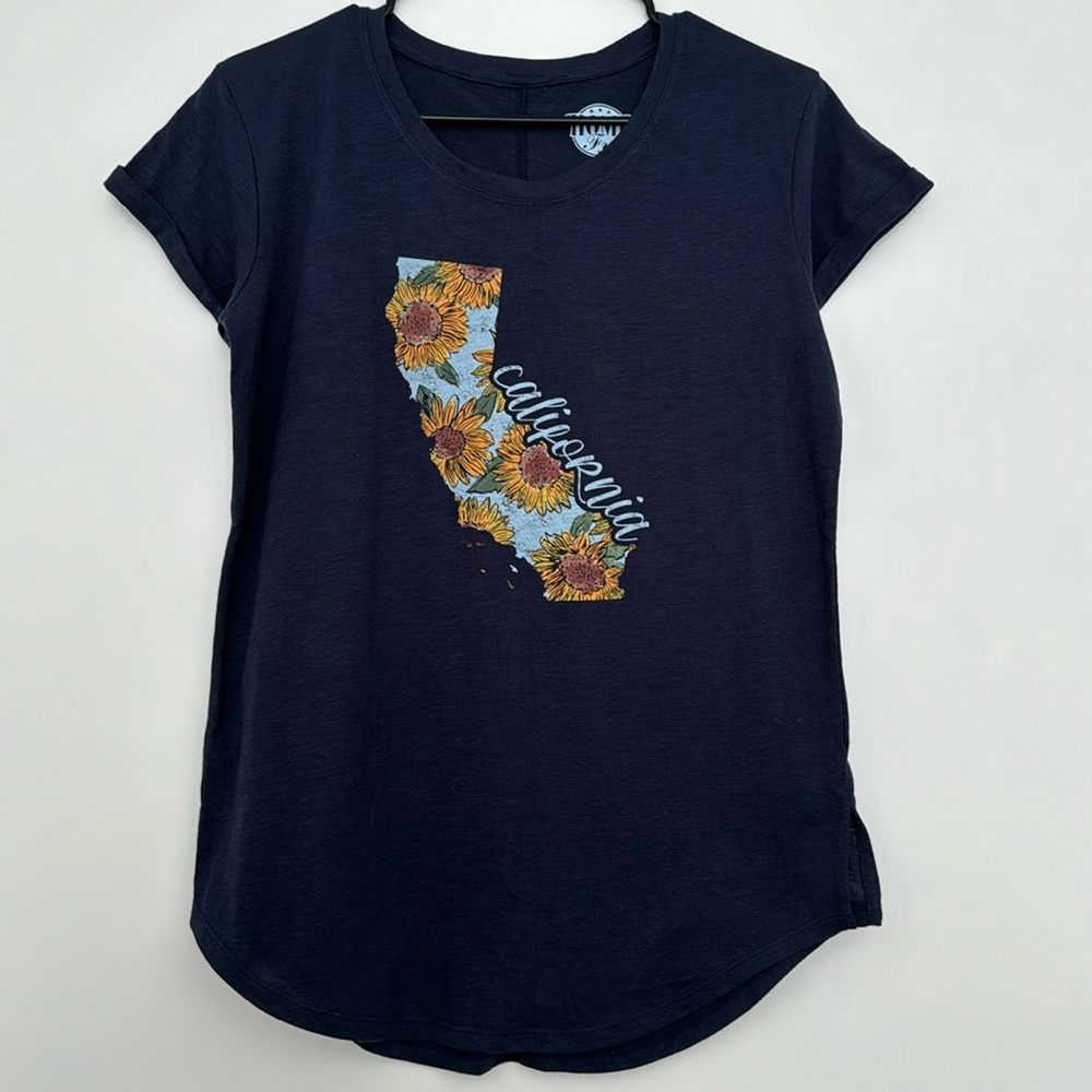 NWOT Home Free Women’s California Sunflower Navy T-Shirt Size S (4/6)